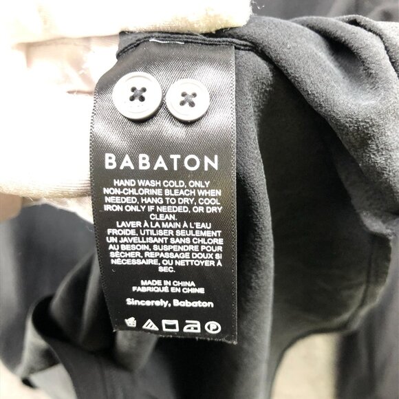 Babaton Black Silk Blend Shirt Womens XS Notch Collar Button Down Long Sleeve - Picture 6 of 9